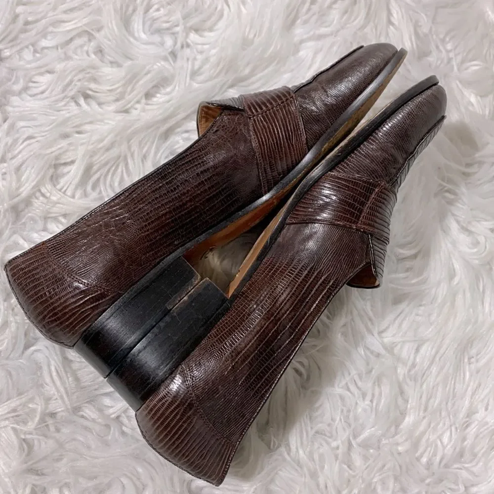 GENUINE LIZARD loafers reddish brown men’s 10.5D